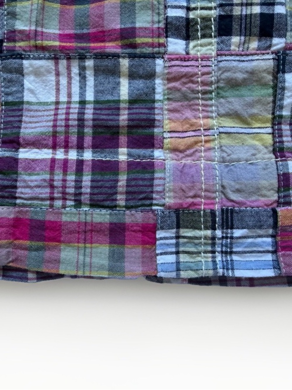 Merona Y2K Madras Plaid Patchwork Mini Skirt Pink Green Boho Prep 2000s Size 14 - Picture 8 of 10